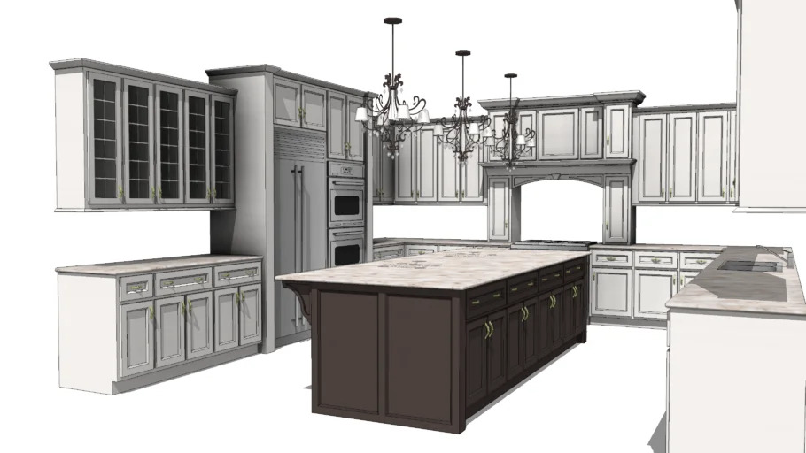 Initial hand sketch for dark walnut kitchen renovation design concept
