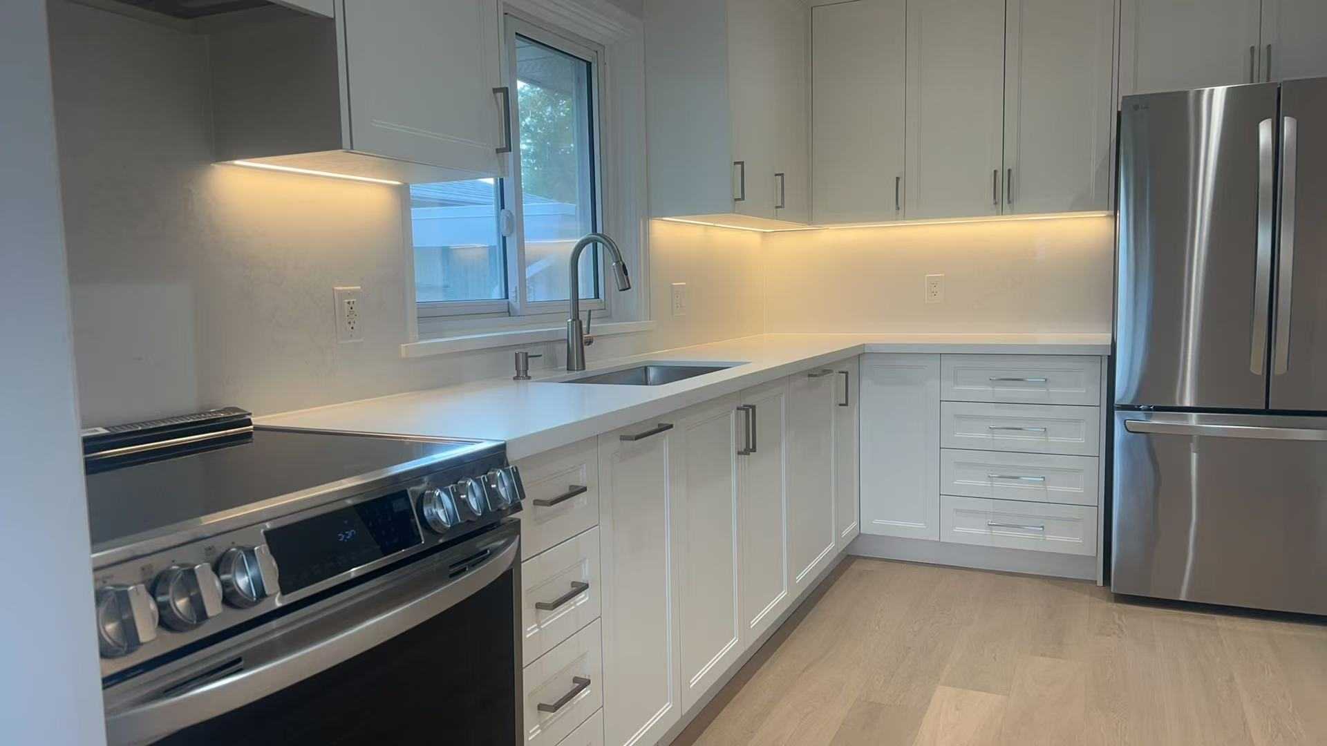 Kitchen reno all white with brushed nickel fixtures