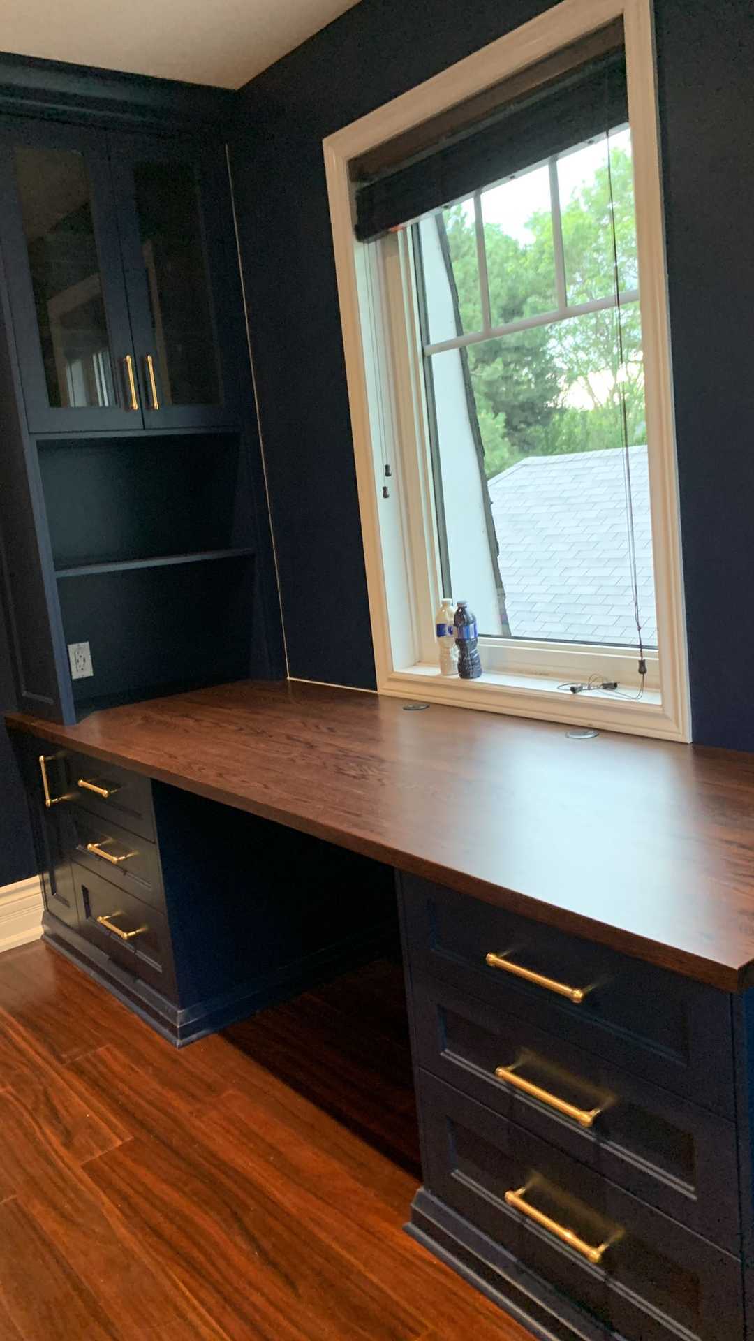 Custom Book wall panel, master closet, working table